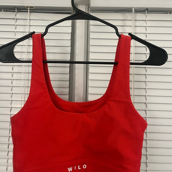 WILO Red Women's Scoop Neck Crop Tank Top - Picture 2 of 5